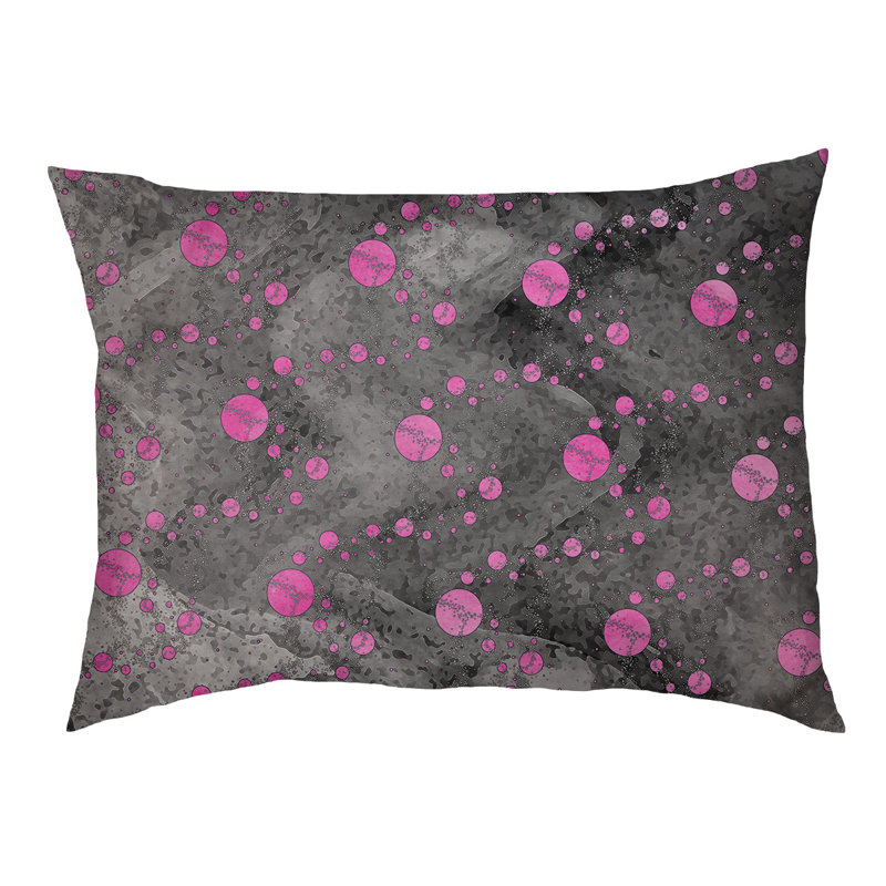 Coussin de concepteur de planète stars Byrge, l 42,5 po x L 32,5 po, Rose / Noir