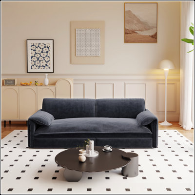 Queen Pull Out Sofa Bed, 3-In-1 Convertible Sleeper With Side Storage, Multi-Functional Velvet Loveseat For Living Room
