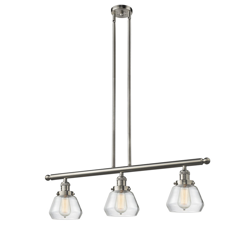 Chill 3 - Light Kitchen Island Pendant, Brushed Satin Nickel, Clear