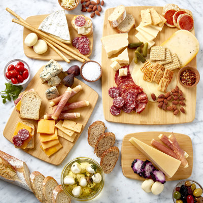 Farberware 4-piece Kitchen Reversible Chopping Boards For Meal Prep And Serving, Charcuterie Board Set, Wood Cutting Boards, Assorted Sizes, Bamboo