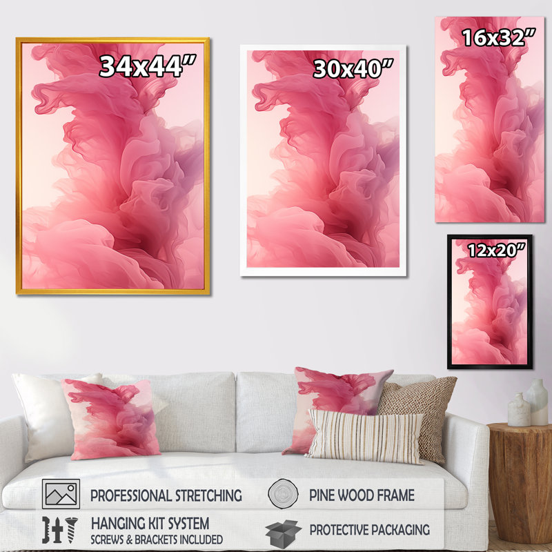 Rose polaire radiance fumée III - impression d'art abstrait mural, Toile tendue, H 44 po x l 34 po x P 1,5 po