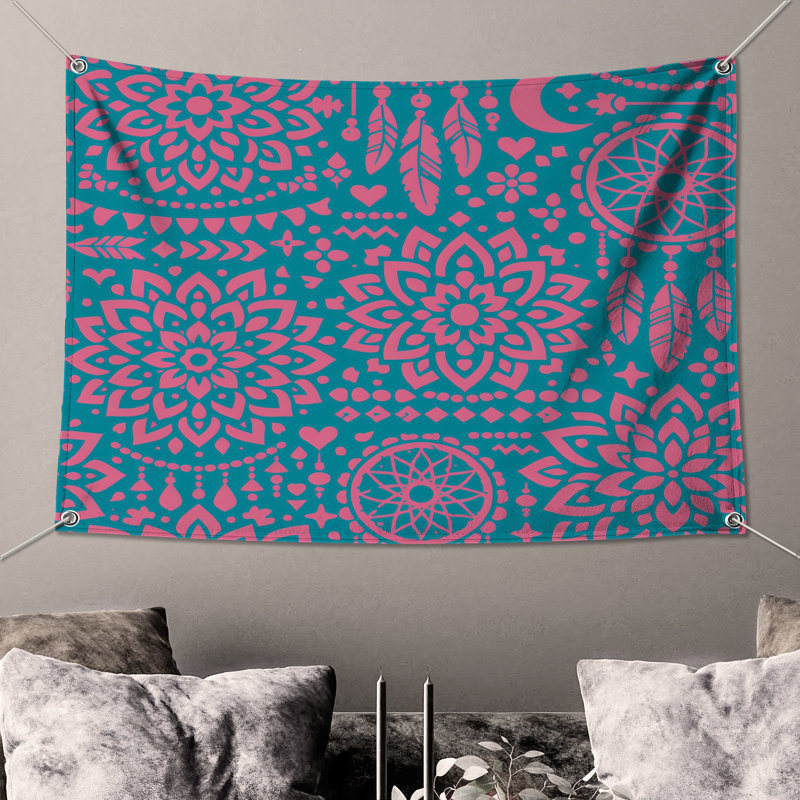 Tapisserie murale Mandala Dreamcatcher, 68in H x80in W with 4 Grommets