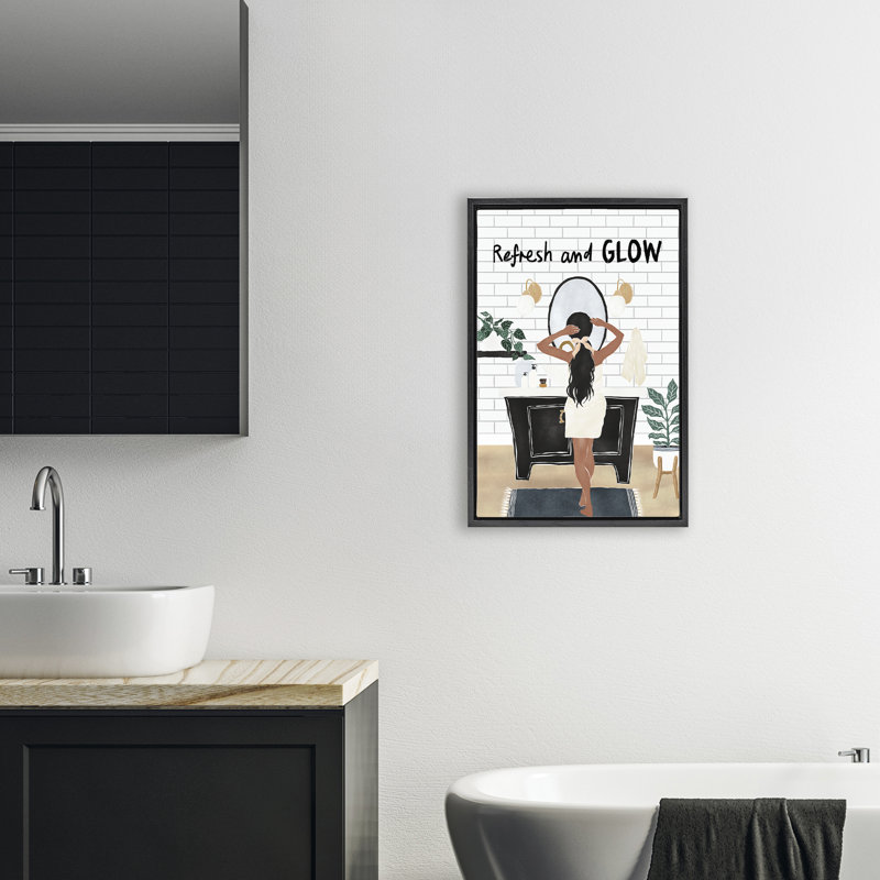 Cadre flottant Refresh And Glow Beauty, design par JJ Design House LLC, Cadre flottant noir de jais, H 25 po x l 17 po