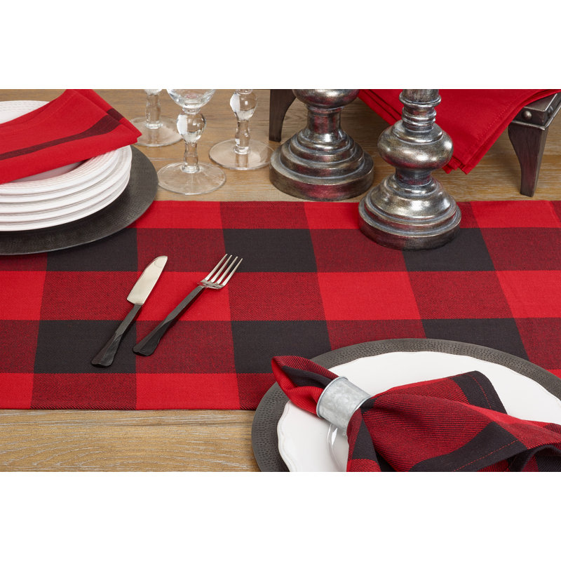 Dannyelle Buffalo Table Runner, 72" L x 16" W, Red