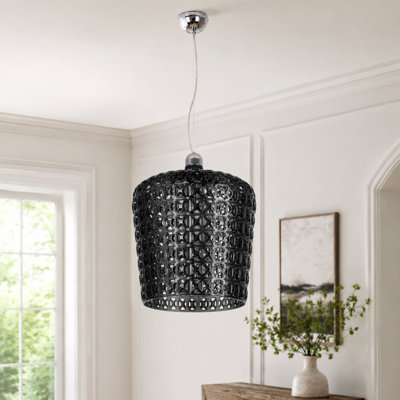 Luminaire suspendu vintage texturé vert avec cordon réglable