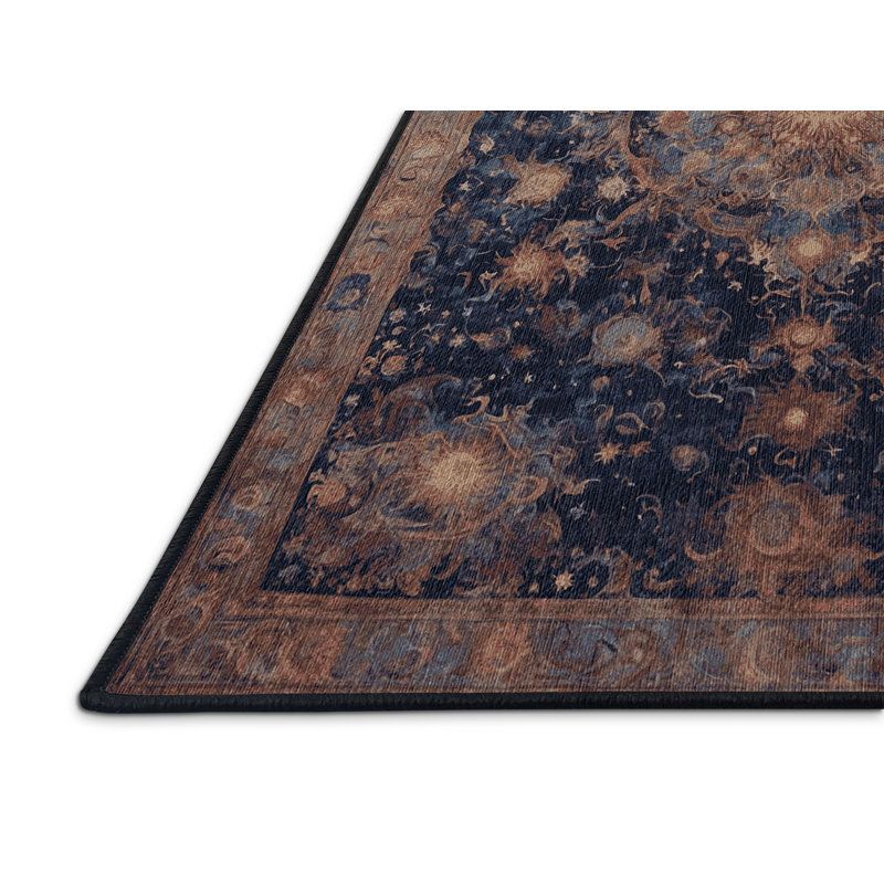 Machine Washable Black Area Rug, Rectangle 5' x 7'
