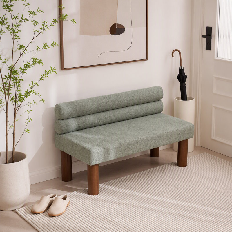 Boucle Upholstered Bench, Vert