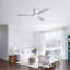 Ventilateur de plafond en bois massif de 52 pouces avec ensemble de lumières DEL à intensité variable à intensité variable, 6 vitesses DC, télécommande pour patio, salon, chambre à coucher, bureau, intérieur (blanc mat + bois)-129418085-129418084