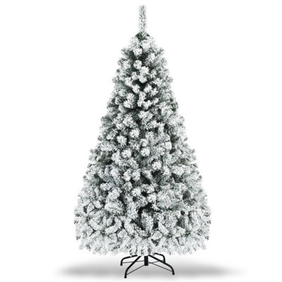 7.5 Ft Pre-Lit Premium Snow Flocked Hinged Artificial Christmas Tree -  The Holiday Aisle®, 6192C95863DE420D85B9E6B384B648DD