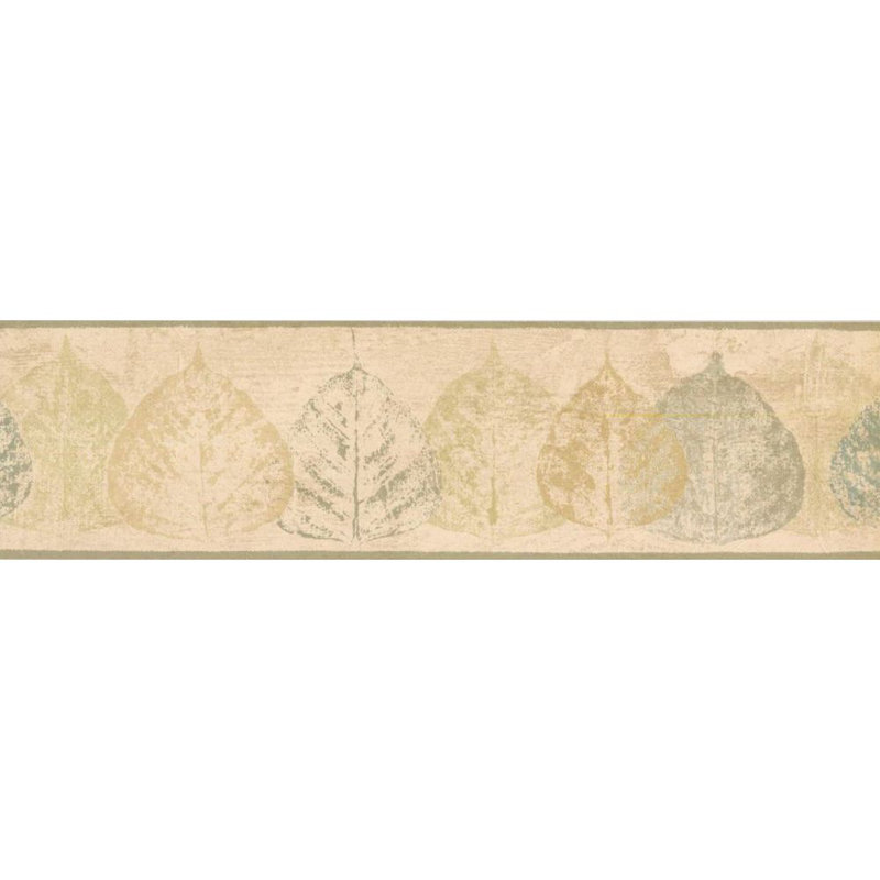 Bordure de papier peint L 15 pi x l 5,25 po Elick Leaves, Vert