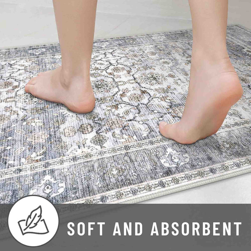 Tapis de cuisine lavables antidérapants, Bleu gris