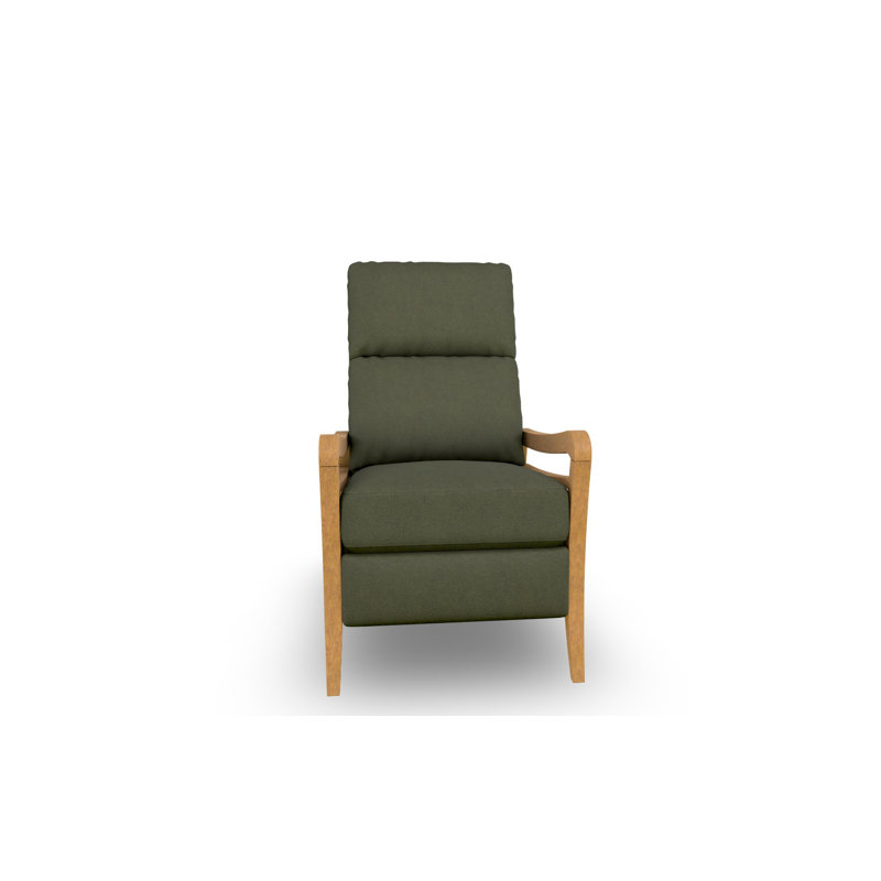Modern High Leg Recliner, Honey Birch, Loden