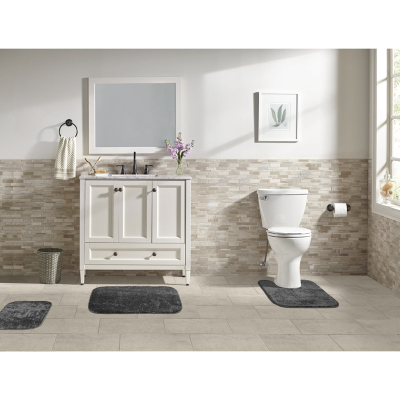Heffingen Polypropylene Plastic Non-Slip Bath Rug, Cinder Gray