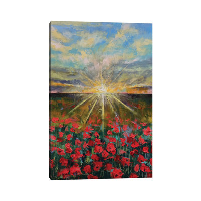 Starlight Poppies II 1 Piece Wrapped Canvas Painting