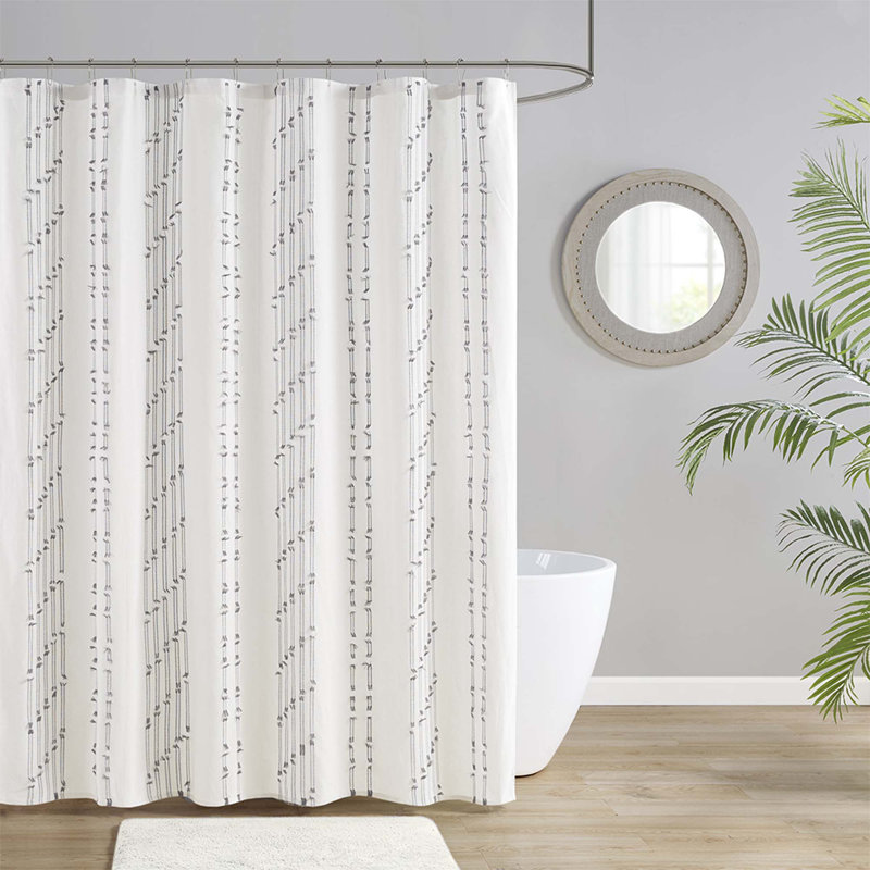 Rideau de douche en jacquard Farmhouse, Ivoire