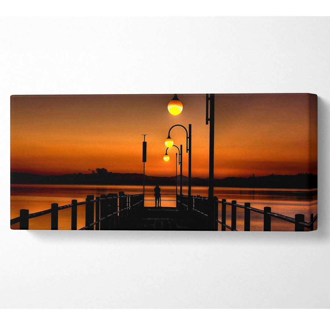 Pier Sunset Orange - Kunstdrucke auf Segeltuch