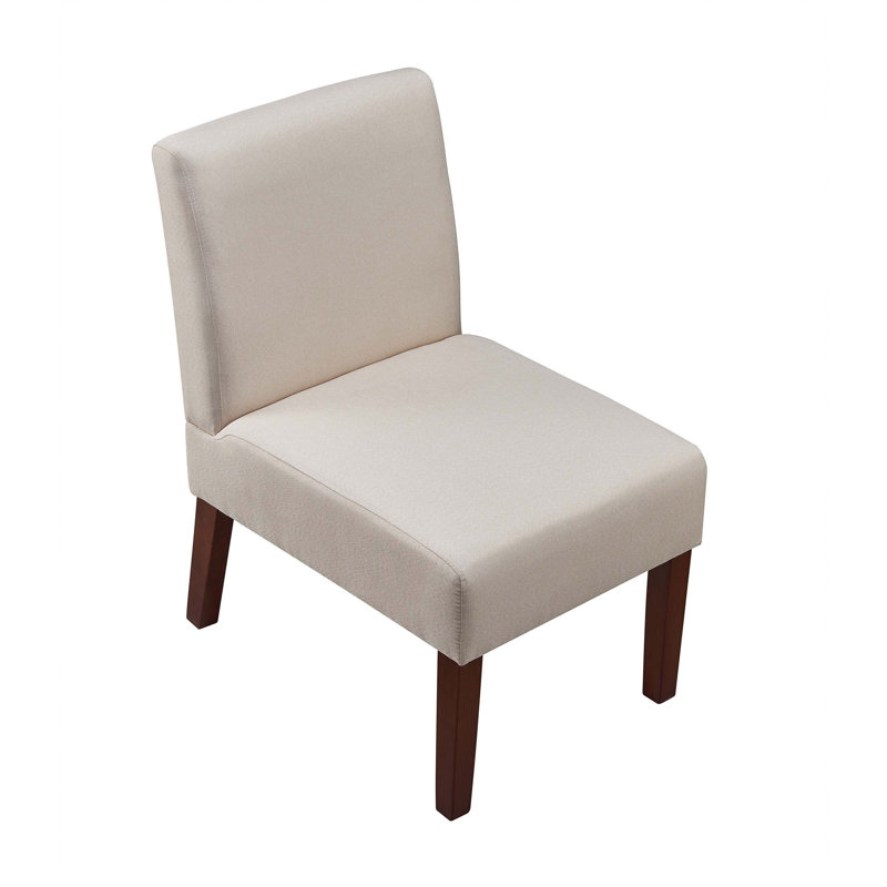 Accent Chair with Round Wood Table, Beige Velvet