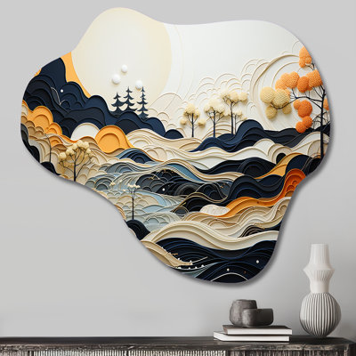 Walpole - nuage abstrait dessin au trait paysage art en métal, sculpture murale asymétrique en métal