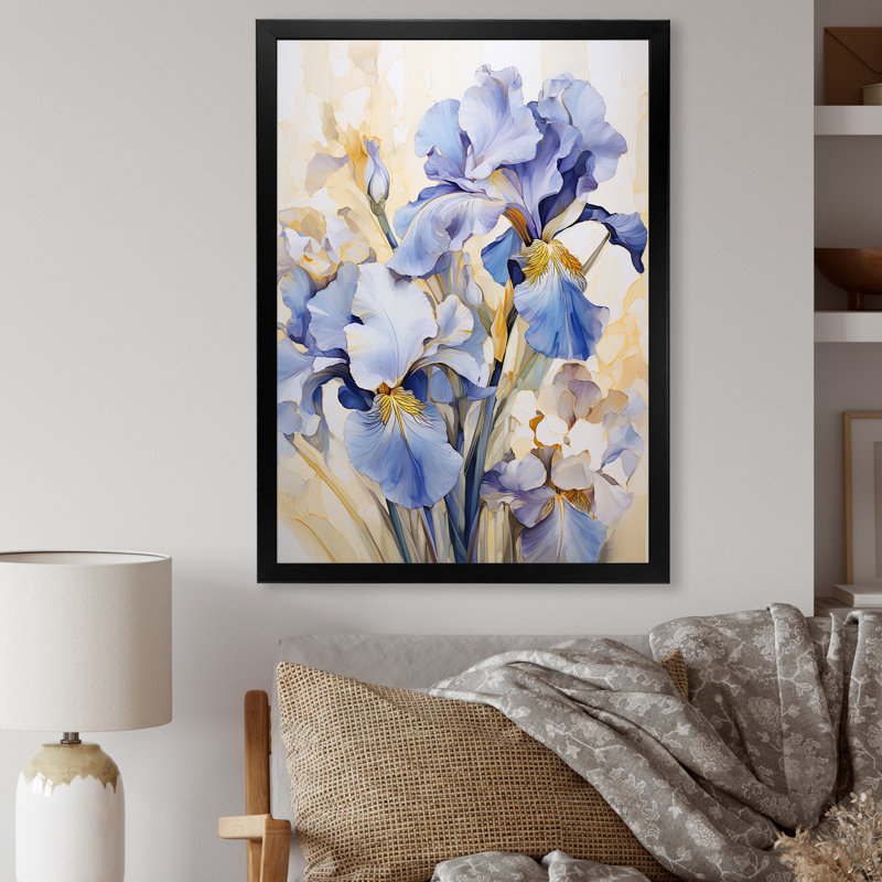 Minimalisme Irises Melody I sur toile, H 32 po x l 16 po x P 1 po, Cadre simple noir