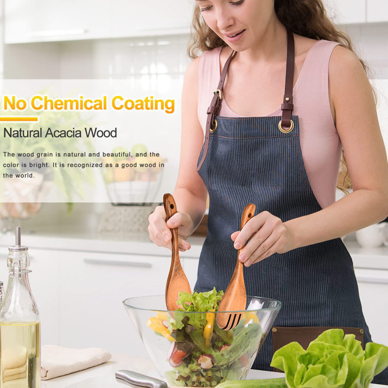 Natural Acacia Wood 7-Piece Spurtle Cooking Utensil Set