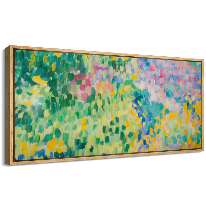 Multicolore floral vibrant coloré abstrait jardin, H 30 po x l 60 po, Naturel