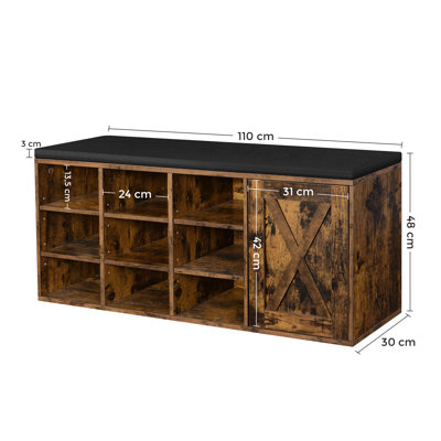 9 Pair Shoe Storage Bench