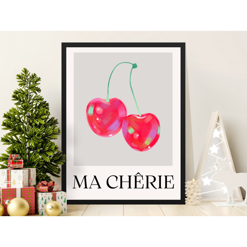 Ma Cherie Wall Art, Cherry Print, Framed, Kitchen Decor, Whimsical Art, Fruit Wall Art, Available in Several Sizes