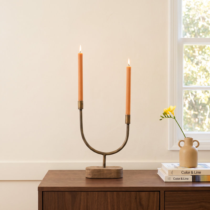 Hestia Tabletop Candlestick, 13.75" H x 10.25" W x 3" D
