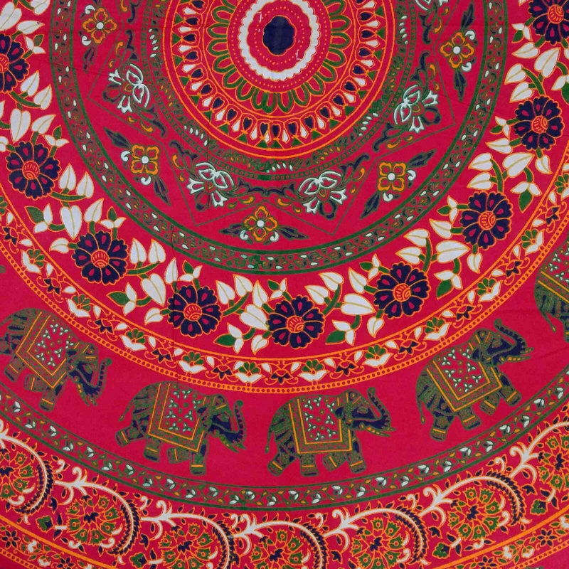 Murad Cotton Elephant Tablecloth, Red