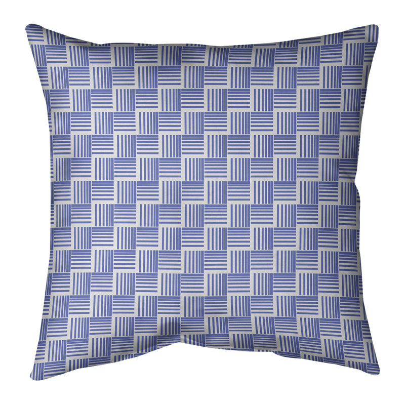 Coussin décoratif intérieur / extérieur Teal Basketweave - protégé contre les rayons UV, réversible, 20 po x 20 po, Bleu