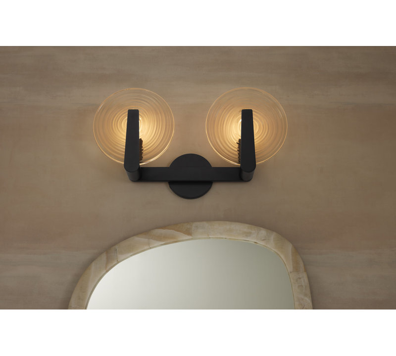 Hint Two-Light Sconce, 7.48"H x 15.55"W x 10.83"D, Matte Black, 2 Lights