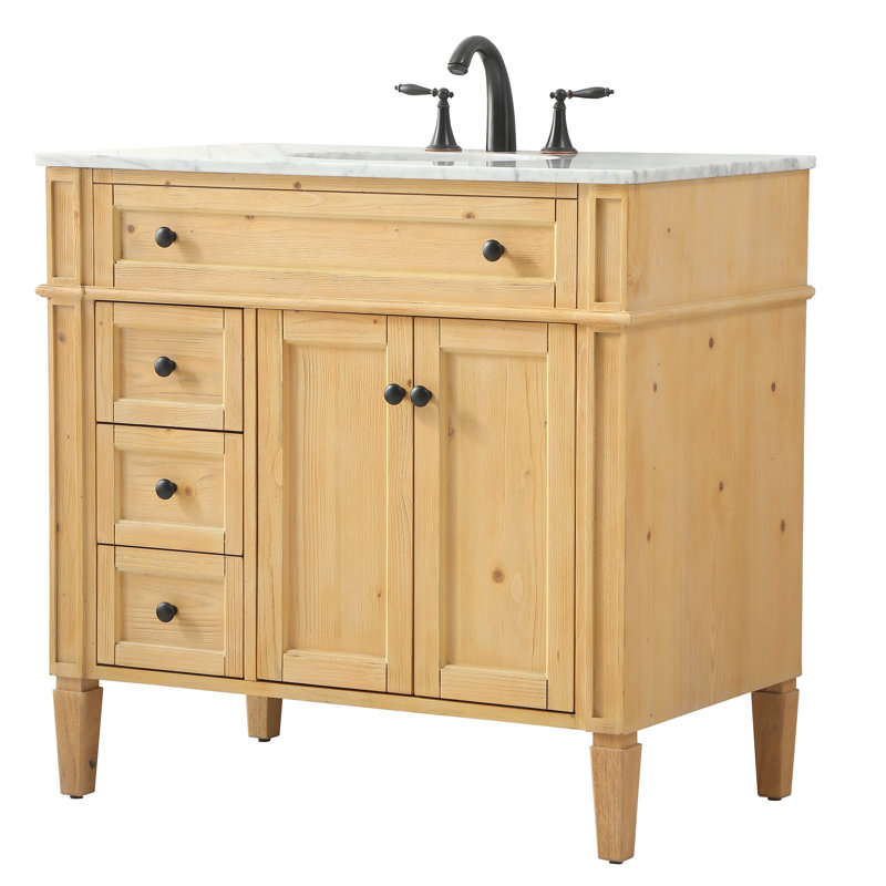 Meuble-lavabo simple l 36 po x P 22 po x H 35 po Rivers, Bois naturel