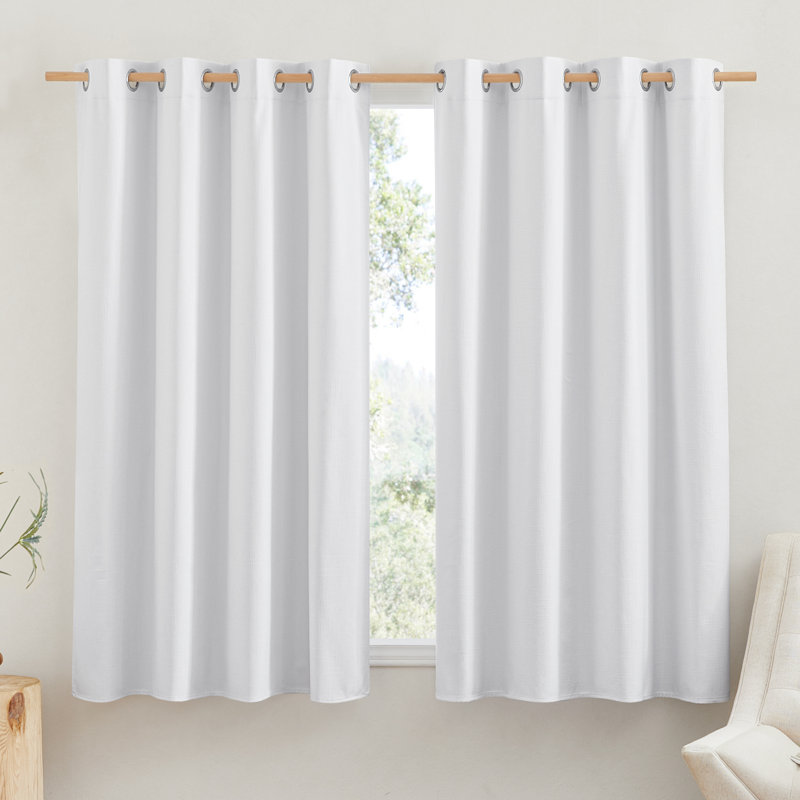 100% Blackout Curtains Linen Texture Thermal Insulated Noise Reducing Grommet Drapes for Bedroom & Living room, 2 Panels