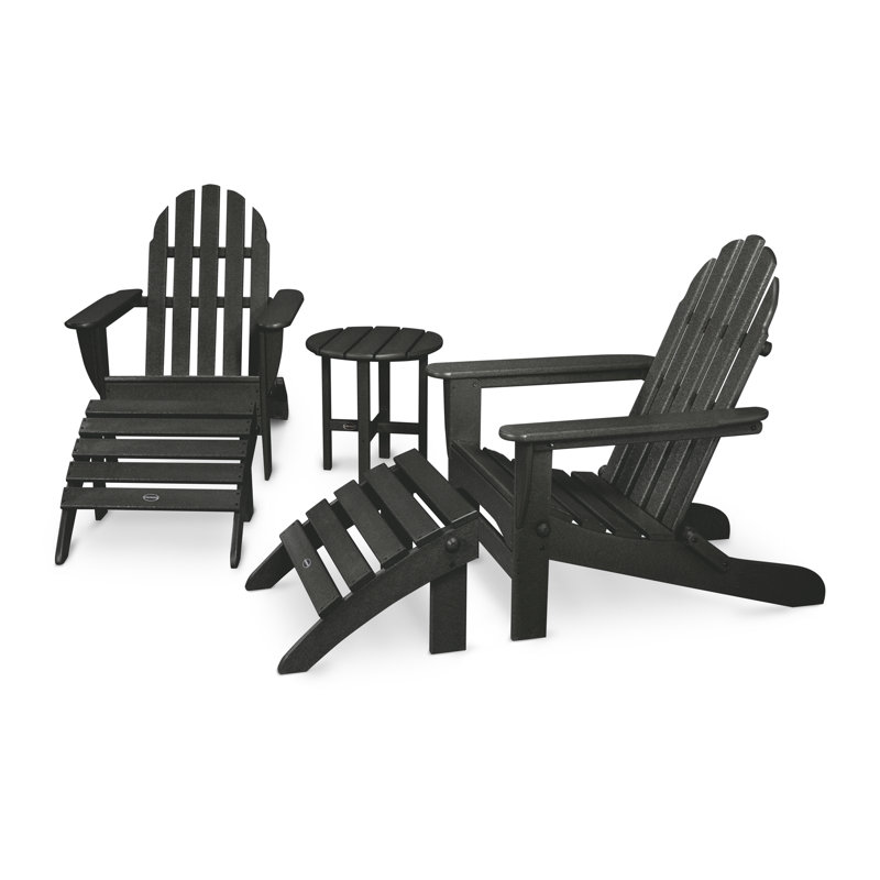 POLYWOOD Classic Adirondack 5-Piece Casual Set, Black