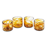 Novica Handmade Relaxation Blown Recycled Glass Juice Glasses (Set Of 4)
