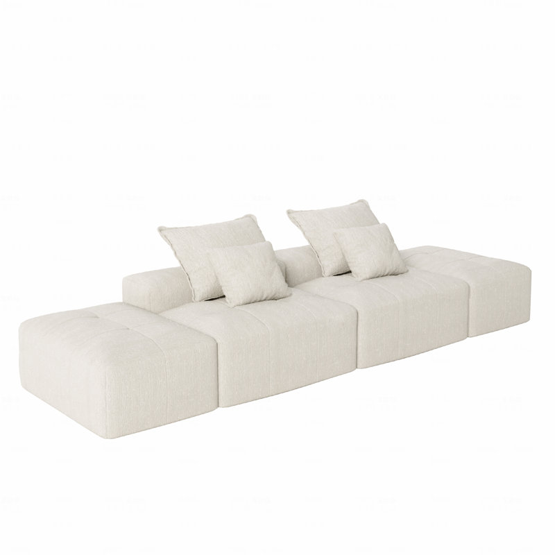 Canapé modulaire surdimensionné de style moderne avec 2 repose-pieds et 2 sièges, canapé en tissu d'ameublement en tissu de chenille étincelant avec 4 coussins, 4 canapés capitonnés