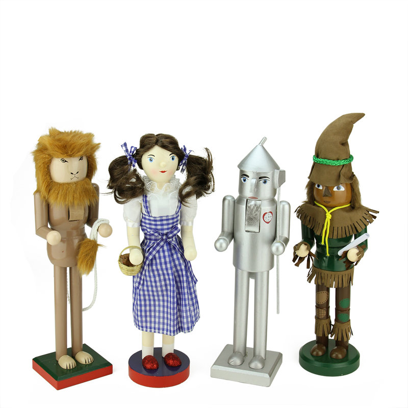 Ensemble de 4 casse-noisettes décoratifs de Noël en bois Wizard of Oz