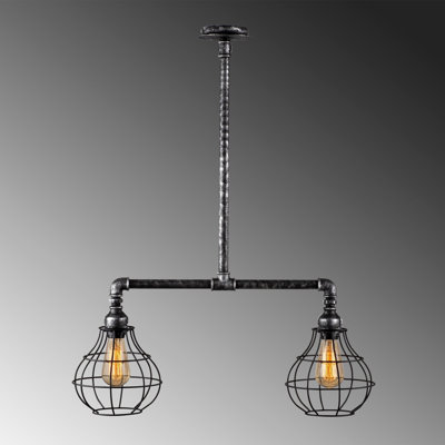 2 - Light Black/Silver Kitchen Island Pendant