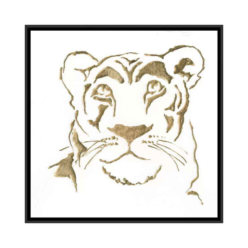 « gilded lioness », impression sur toile, H 37 po x l 37 po x P 1,5 po, Toile avec cadre noir, Pas de tapis