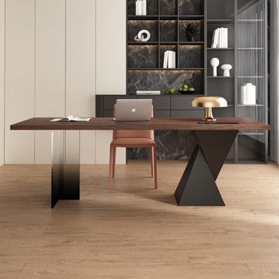 Bureau en bois massif noir avec structure en acrylique