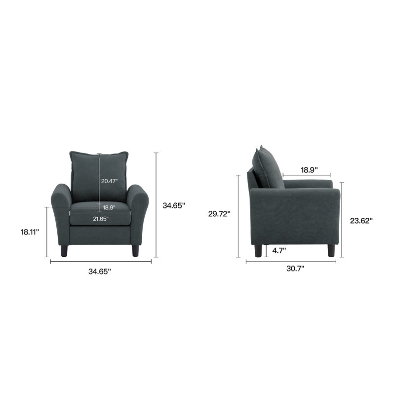 Fauteuil d'appoint confortable 34,65 po Danaysha, Gris foncé