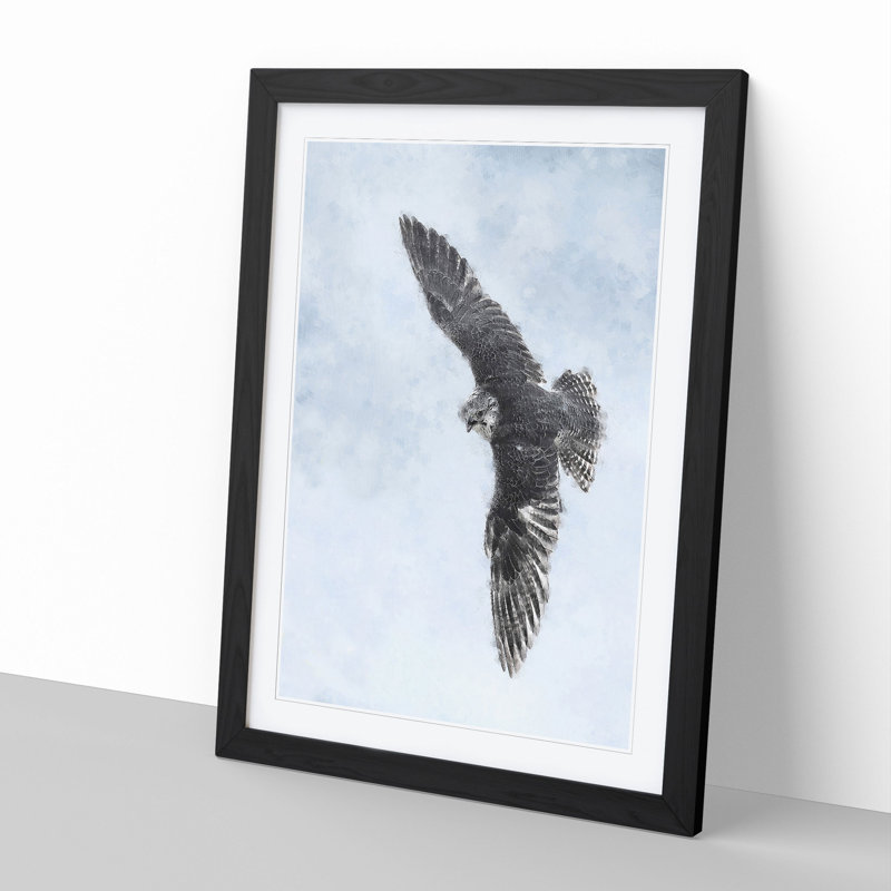 Bird of Prey - Picture Frame Painting, 36cm H x 27cm W x 2cm D, Black Framed