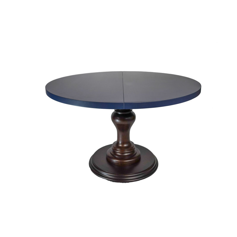 Round Solid Wood Dining Table, Blue, Brown