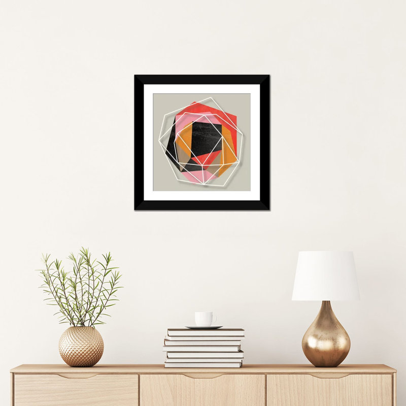 «Fill and Stroke II», impression sur toile, H 16 po x l 16 po x P 1 po, Papier d'art encadré noir, Blanc