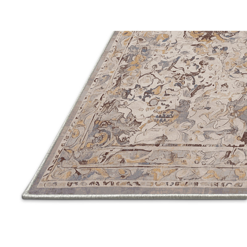 Tapis beige soyeux et moelleux, Rectangle 4 pi x 6 pi