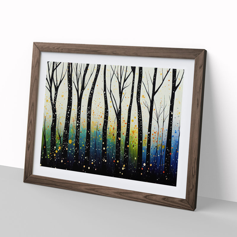 Spring Forest Paint Splash Vol.3 Abstract - Framed Print, 25cm H x 34cm W x 2cm D, Walnut Framed