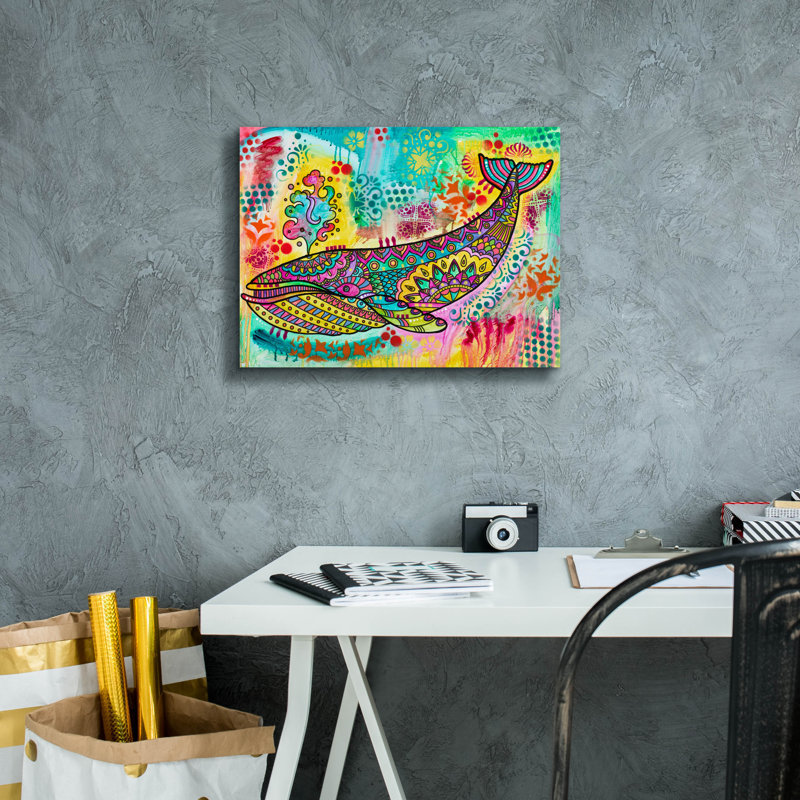 «Blue Whale» par Dean Russo, art mural sur toile, H 12 po x l 16 po x P 0,75 po