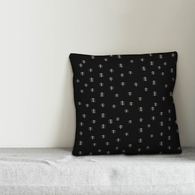 Polka Dots Reversible Throw Pillow, 16" x 16", Black Geometric 3