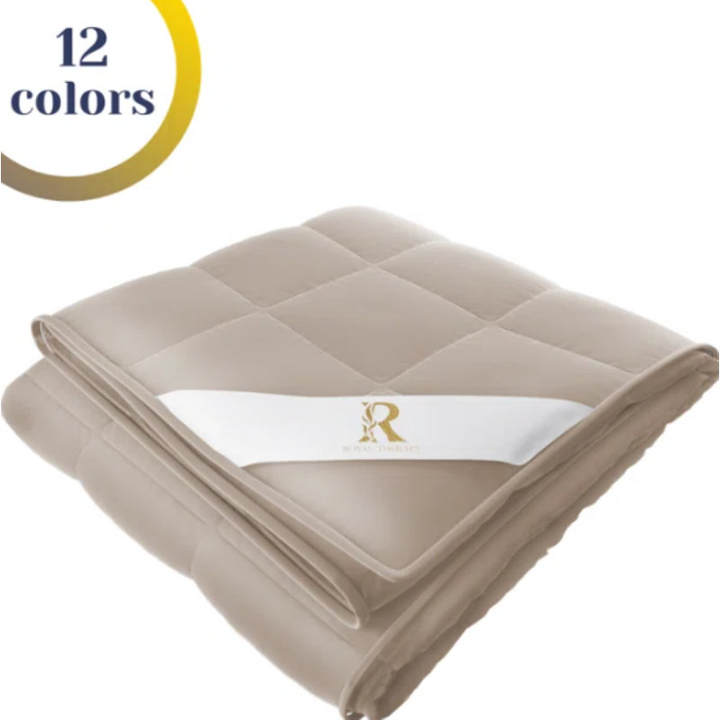 Couverture lestée Royal Therapie - Couvertures épaisses 100% coton avec perles de verre de qualité supérieure (80 po x 87 po 25 lb, cuir Texas), convient à deux personnes (~ 100 à 200 lb) - Utiliser sur un grand / très grand lit
