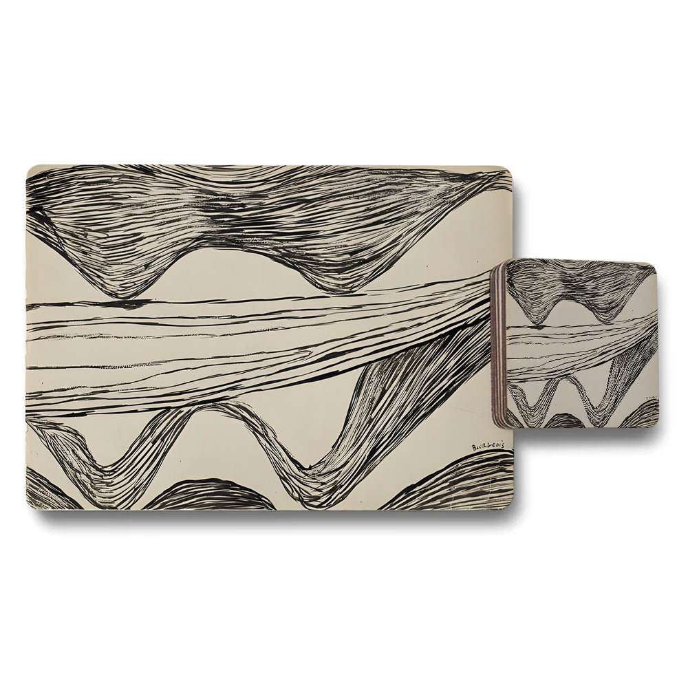 Abstract Line Art Placemat And Coaster Set Modern Home Decor